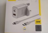 BUDI PD 30W GaN AND QC 18W WALL CHARGER +USB-C TO iPH CABLE